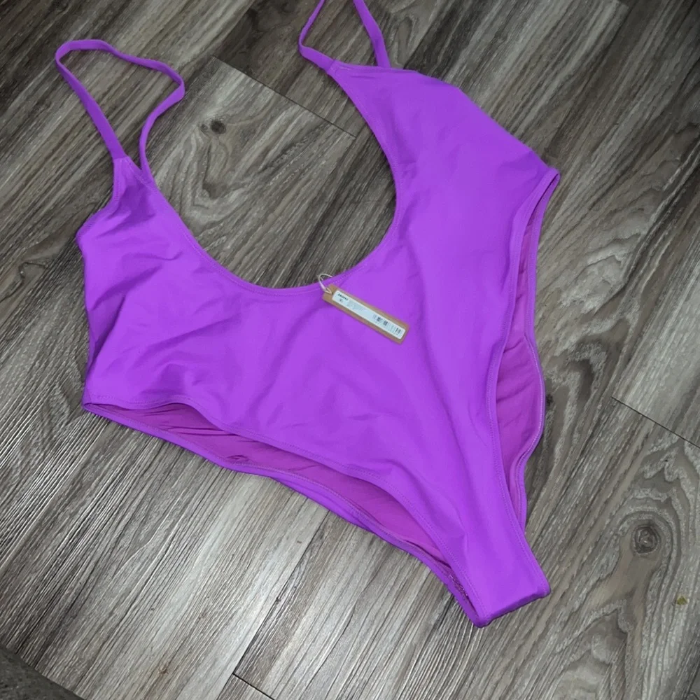 skims open bust recycled bikini violet